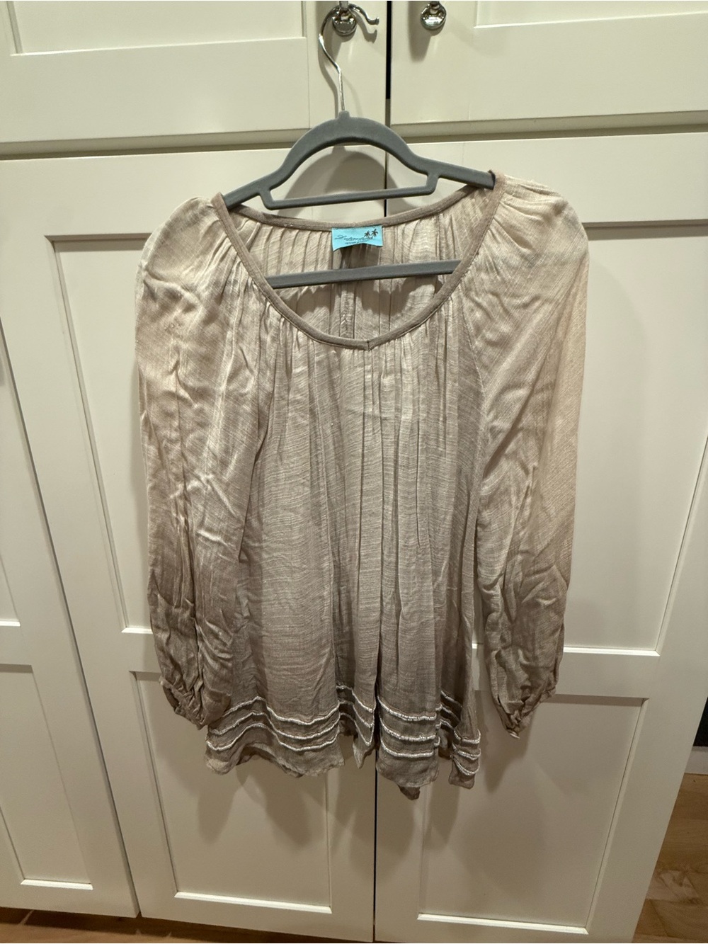 letarte Light Taupe Women's Peasant Blouse